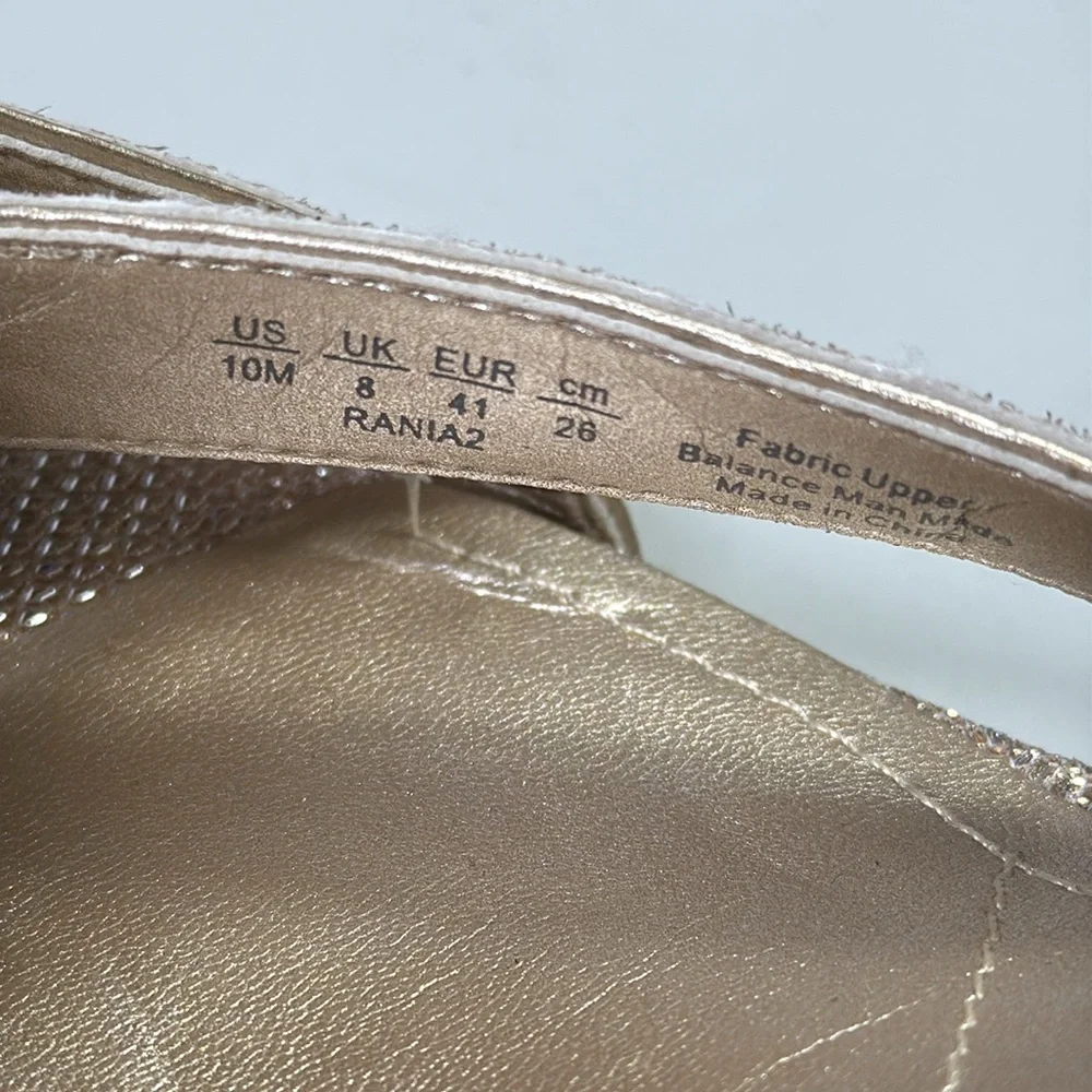 NWOB Franco Sarto Rania2 Stiletto Heels Gold Shimmer Cut Out Women Size 10 Shoes
